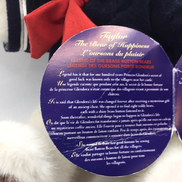 Vintage Pickford Brass Button Plush Teddy Bear Taylor The Bear of Happiness - Picture 4 of 12